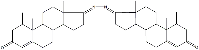 1-methyl-17-[(1-methyl-3-oxoandrost-4-en-17-ylidene)hydrazono]androst-4-en-3-one Structure