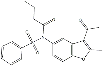 N-(3-acetyl-2-methyl-1-benzofuran-5-yl)-N-butyrylbenzenesulfonamide 구조식 이미지