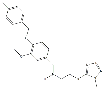 N-{4-[(4-fluorobenzyl)oxy]-3-methoxybenzyl}-N-{2-[(1-methyl-1H-tetraazol-5-yl)sulfanyl]ethyl}amine 구조식 이미지