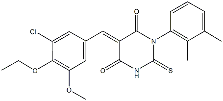 5-(3-chloro-4-ethoxy-5-methoxybenzylidene)-1-(2,3-dimethylphenyl)-2-thioxodihydro-4,6(1H,5H)-pyrimidinedione Structure