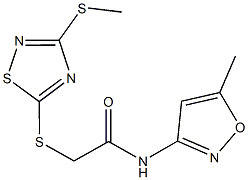 N-(5-methyl-3-isoxazolyl)-2-{[3-(methylsulfanyl)-1,2,4-thiadiazol-5-yl]sulfanyl}acetamide 구조식 이미지