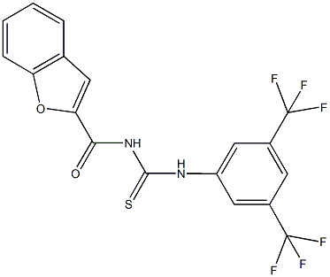 N-(1-benzofuran-2-ylcarbonyl)-N'-[3,5-bis(trifluoromethyl)phenyl]thiourea Structure