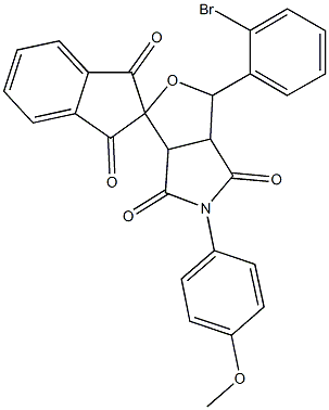 5-(4-methoxyphenyl)-1-(2-bromophenyl)-3a,6a-dihydrospiro(1H-furo[3,4-c]pyrrole-3,2'-[1H]-indene)-1',3',4,6(2'H,3H,5H)-tetrone 구조식 이미지