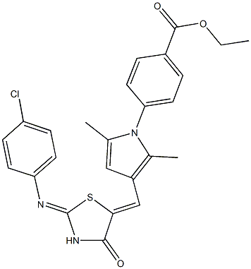 ethyl 4-[3-({2-[(4-chlorophenyl)imino]-4-oxo-1,3-thiazolidin-5-ylidene}methyl)-2,5-dimethyl-1H-pyrrol-1-yl]benzoate 구조식 이미지