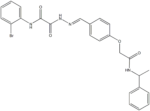 N-(2-bromophenyl)-2-oxo-2-[2-(4-{2-oxo-2-[(1-phenylethyl)amino]ethoxy}benzylidene)hydrazino]acetamide 구조식 이미지