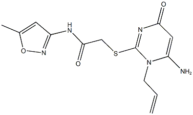 2-[(1-allyl-6-amino-4-oxo-1,4-dihydro-2-pyrimidinyl)sulfanyl]-N-(5-methyl-3-isoxazolyl)acetamide 구조식 이미지