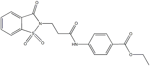 ethyl 4-{[3-(1,1-dioxido-3-oxo-1,2-benzisothiazol-2(3H)-yl)propanoyl]amino}benzoate 구조식 이미지