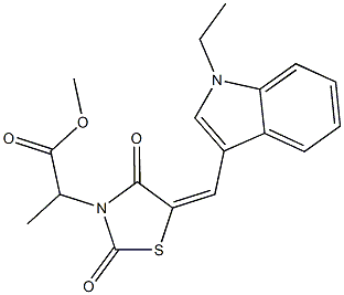 methyl 2-{5-[(1-ethyl-1H-indol-3-yl)methylene]-2,4-dioxo-1,3-thiazolidin-3-yl}propanoate 구조식 이미지