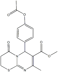 methyl 6-[4-(acetyloxy)phenyl]-8-methyl-4-oxo-3,4-dihydro-2H,6H-pyrimido[2,1-b][1,3]thiazine-7-carboxylate 구조식 이미지