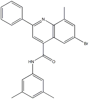 6-bromo-N-(3,5-dimethylphenyl)-8-methyl-2-phenyl-4-quinolinecarboxamide 구조식 이미지