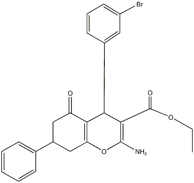 ethyl 2-amino-4-(3-bromophenyl)-5-oxo-7-phenyl-5,6,7,8-tetrahydro-4H-chromene-3-carboxylate 구조식 이미지