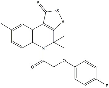 5-[(4-fluorophenoxy)acetyl]-4,4,8-trimethyl-4,5-dihydro-1H-[1,2]dithiolo[3,4-c]quinoline-1-thione Structure