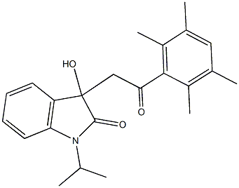 3-hydroxy-1-isopropyl-3-[2-oxo-2-(2,3,5,6-tetramethylphenyl)ethyl]-1,3-dihydro-2H-indol-2-one Structure