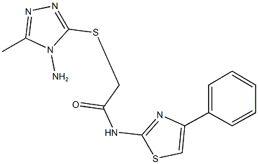 2-[(4-amino-5-methyl-4H-1,2,4-triazol-3-yl)sulfanyl]-N-(4-phenyl-1,3-thiazol-2-yl)acetamide 구조식 이미지