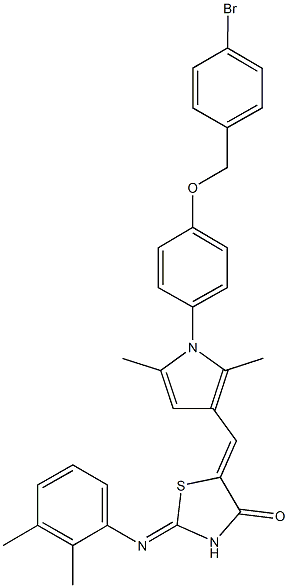 5-[(1-{4-[(4-bromobenzyl)oxy]phenyl}-2,5-dimethyl-1H-pyrrol-3-yl)methylene]-2-[(2,3-dimethylphenyl)imino]-1,3-thiazolidin-4-one Structure