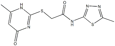 2-[(6-methyl-4-oxo-1,4-dihydro-2-pyrimidinyl)sulfanyl]-N-(5-methyl-1,3,4-thiadiazol-2-yl)acetamide 구조식 이미지