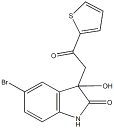 5-bromo-3-hydroxy-3-[2-oxo-2-(2-thienyl)ethyl]-1,3-dihydro-2H-indol-2-one 구조식 이미지