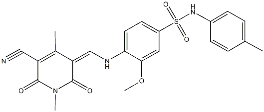 4-{[(5-cyano-1,4-dimethyl-2,6-dioxo-1,6-dihydro-3(2H)-pyridinylidene)methyl]amino}-3-methoxy-N-(4-methylphenyl)benzenesulfonamide Structure