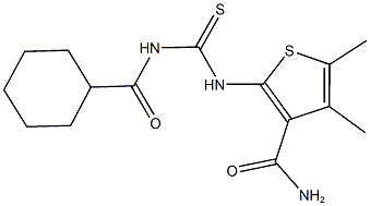 2-({[(cyclohexylcarbonyl)amino]carbothioyl}amino)-4,5-dimethyl-3-thiophenecarboxamide 구조식 이미지