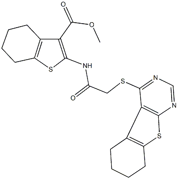 methyl 2-{[(5,6,7,8-tetrahydro[1]benzothieno[2,3-d]pyrimidin-4-ylsulfanyl)acetyl]amino}-4,5,6,7-tetrahydro-1-benzothiophene-3-carboxylate Structure