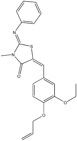 5-[4-(allyloxy)-3-ethoxybenzylidene]-3-methyl-2-(phenylimino)-1,3-thiazolidin-4-one Structure