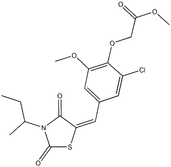 methyl {4-[(3-sec-butyl-2,4-dioxo-1,3-thiazolidin-5-ylidene)methyl]-2-chloro-6-methoxyphenoxy}acetate Structure