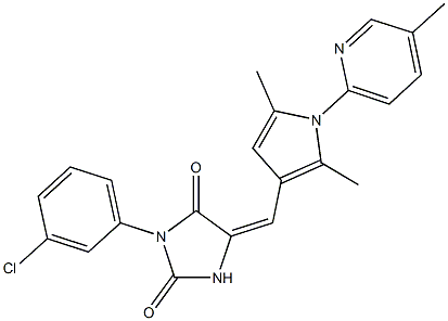 3-(3-chlorophenyl)-5-{[2,5-dimethyl-1-(5-methyl-2-pyridinyl)-1H-pyrrol-3-yl]methylene}-2,4-imidazolidinedione Structure