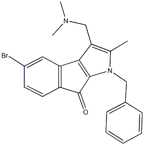 1-benzyl-5-bromo-3-[(dimethylamino)methyl]-2-methylindeno[2,1-b]pyrrol-8(1H)-one Structure