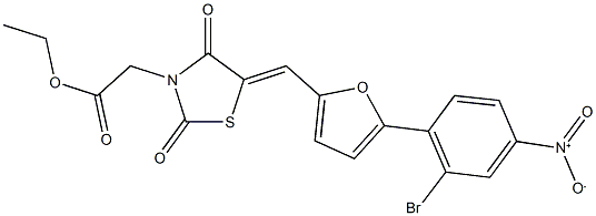 ethyl {5-[(5-{2-bromo-4-nitrophenyl}-2-furyl)methylene]-2,4-dioxo-1,3-thiazolidin-3-yl}acetate 구조식 이미지