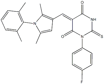 5-{[1-(2,6-dimethylphenyl)-2,5-dimethyl-1H-pyrrol-3-yl]methylene}-1-(4-fluorophenyl)-2-thioxodihydro-4,6(1H,5H)-pyrimidinedione 구조식 이미지