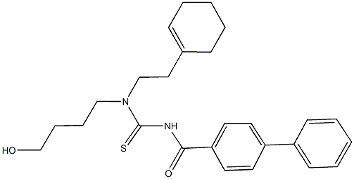 N'-([1,1'-biphenyl]-4-ylcarbonyl)-N-[2-(1-cyclohexen-1-yl)ethyl]-N-(4-hydroxybutyl)thiourea Structure