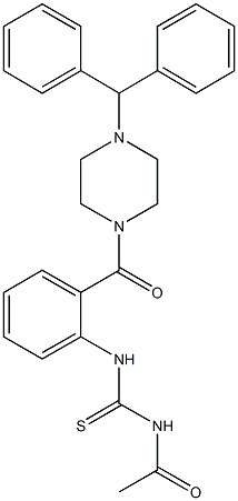 N-acetyl-N'-{2-[(4-benzhydryl-1-piperazinyl)carbonyl]phenyl}thiourea 구조식 이미지