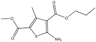 2-methyl 4-propyl 5-amino-3-methyl-2,4-thiophenedicarboxylate Structure