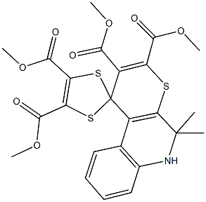 tetramethyl 5',5'-dimethyl-5',6'-dihydrospiro(1,3-dithiole-2,1'-[1'H]-thiopyrano[2,3-c]quinoline)-2',3',4,5-tetracarboxylate 구조식 이미지