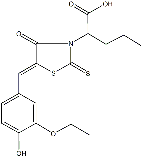 2-[5-(3-ethoxy-4-hydroxybenzylidene)-4-oxo-2-thioxo-1,3-thiazolidin-3-yl]pentanoic acid Structure