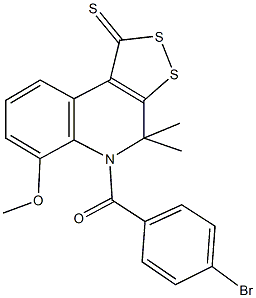 5-(4-bromobenzoyl)-6-methoxy-4,4-dimethyl-4,5-dihydro-1H-[1,2]dithiolo[3,4-c]quinoline-1-thione 구조식 이미지