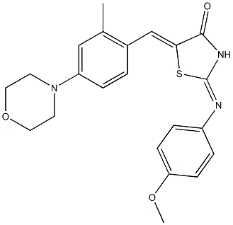 2-[(4-methoxyphenyl)imino]-5-[2-methyl-4-(4-morpholinyl)benzylidene]-1,3-thiazolidin-4-one 구조식 이미지