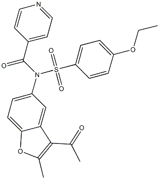N-(3-acetyl-2-methyl-1-benzofuran-5-yl)-4-ethoxy-N-isonicotinoylbenzenesulfonamide Structure