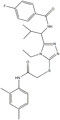 N-[1-(5-{[2-(2,4-dimethylanilino)-2-oxoethyl]sulfanyl}-4-ethyl-4H-1,2,4-triazol-3-yl)-2-methylpropyl]-4-fluorobenzamide 구조식 이미지