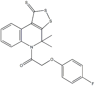 5-[(4-fluorophenoxy)acetyl]-4,4-dimethyl-4,5-dihydro-1H-[1,2]dithiolo[3,4-c]quinoline-1-thione 구조식 이미지