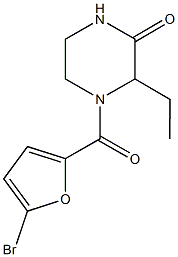 4-(5-bromo-2-furoyl)-3-ethyl-2-piperazinone Structure