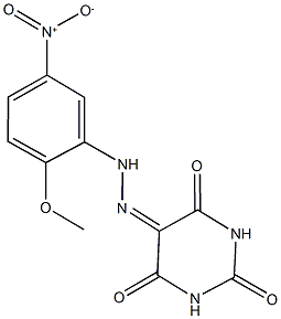 pyrimidine-2,4,5,6(1H,3H)-tetrone 5-({5-nitro-2-methoxyphenyl}hydrazone) Structure