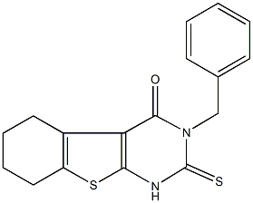 3-benzyl-2-sulfanyl-5,6,7,8-tetrahydro[1]benzothieno[2,3-d]pyrimidin-4(3H)-one 구조식 이미지