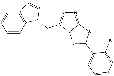 1-{[6-(2-bromophenyl)[1,2,4]triazolo[3,4-b][1,3,4]thiadiazol-3-yl]methyl}-1H-benzimidazole 구조식 이미지