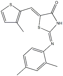 2-[(2,4-dimethylphenyl)imino]-5-[(3-methyl-2-thienyl)methylene]-1,3-thiazolidin-4-one 구조식 이미지