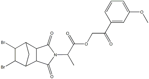 2-(3-methoxyphenyl)-2-oxoethyl 2-(8,9-dibromo-3,5-dioxo-4-azatricyclo[5.2.1.0~2,6~]dec-4-yl)propanoate Structure