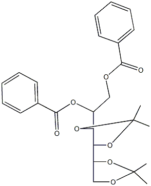 2-(benzoyloxy)-1-(2,2,2',2'-tetramethyl-4',5-bis(1,3-dioxolane)-4-yl)ethyl benzoate 구조식 이미지