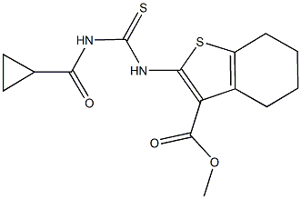 methyl 2-({[(cyclopropylcarbonyl)amino]carbothioyl}amino)-4,5,6,7-tetrahydro-1-benzothiophene-3-carboxylate Structure