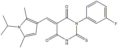 1-(3-fluorophenyl)-5-[(1-isopropyl-2,5-dimethyl-1H-pyrrol-3-yl)methylene]-2-thioxodihydropyrimidine-4,6(1H,5H)-dione 구조식 이미지