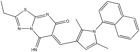 6-{[2,5-dimethyl-1-(1-naphthyl)-1H-pyrrol-3-yl]methylene}-2-ethyl-5-imino-5,6-dihydro-7H-[1,3,4]thiadiazolo[3,2-a]pyrimidin-7-one 구조식 이미지